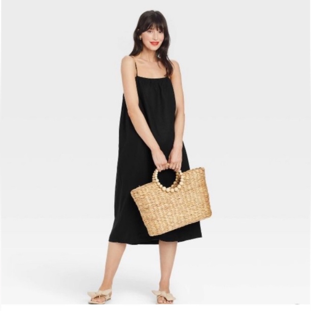 a new day Black Linen-Style Maxi Dress M
